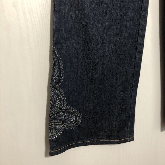 Pamela McCoy Jeans Womens 12 Blue Bootcut Dark Embroidered Paisley Cinch New - Picture 6 of 13